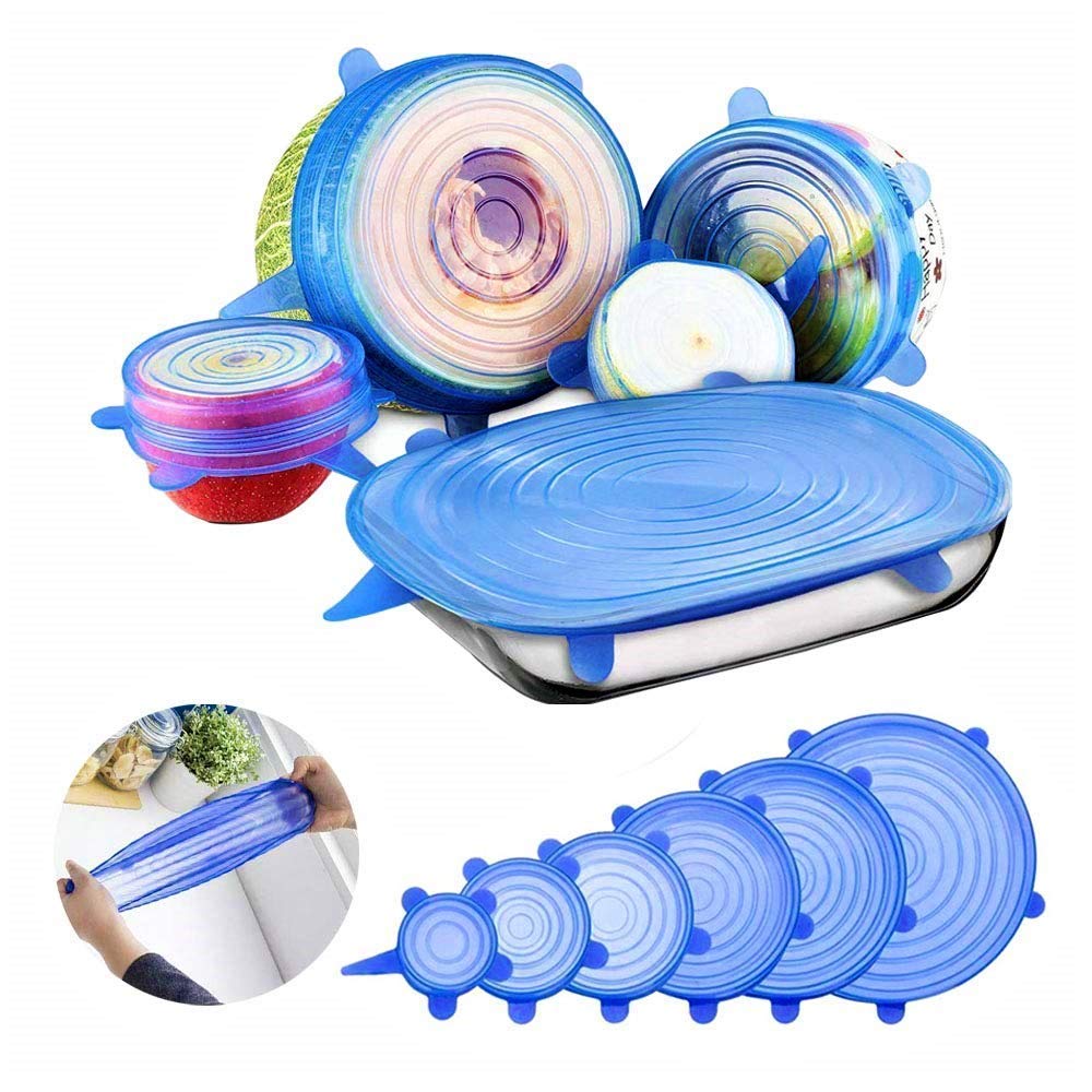 6pcs Universal Food Silicone Cover Silicone Stretch Lids For Cookware Reusable Stretch Lids Silicone Lid Covers Silicone lids