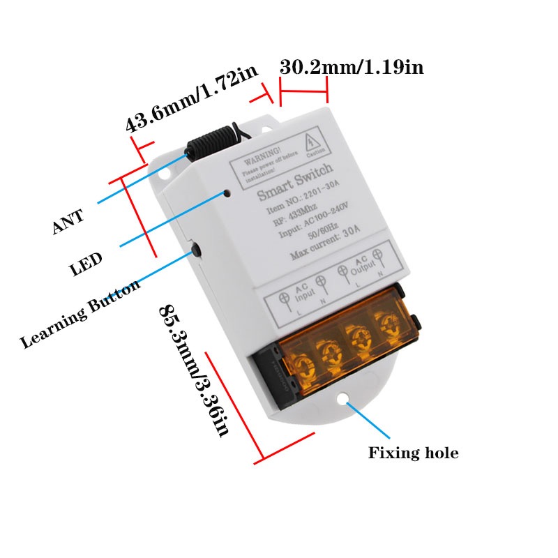 Fashion AC 100V 110V 220V 30A Relay 433Mhz Wireless Remote Control Switch System Used For Smart Home Appliances/Light Motor