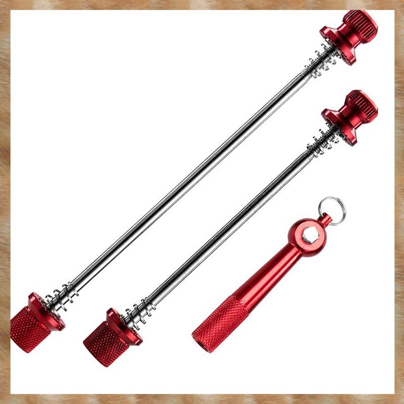 Kqueebee 1Set Quick Release Skewers Anti-Theft Aluminum Alloy Bicycle Wheel Hub Skewers Road Bike Quick Release Axle Bolt Set with Locking Keys