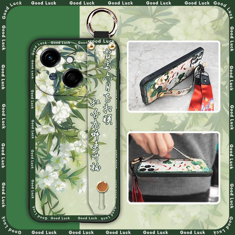 Shockproof Phone Holder Phone Case For Tecno POP9 4G/Spark GO 1/KL4 ring Waterproof Wrist Strap Durable old lady for mom