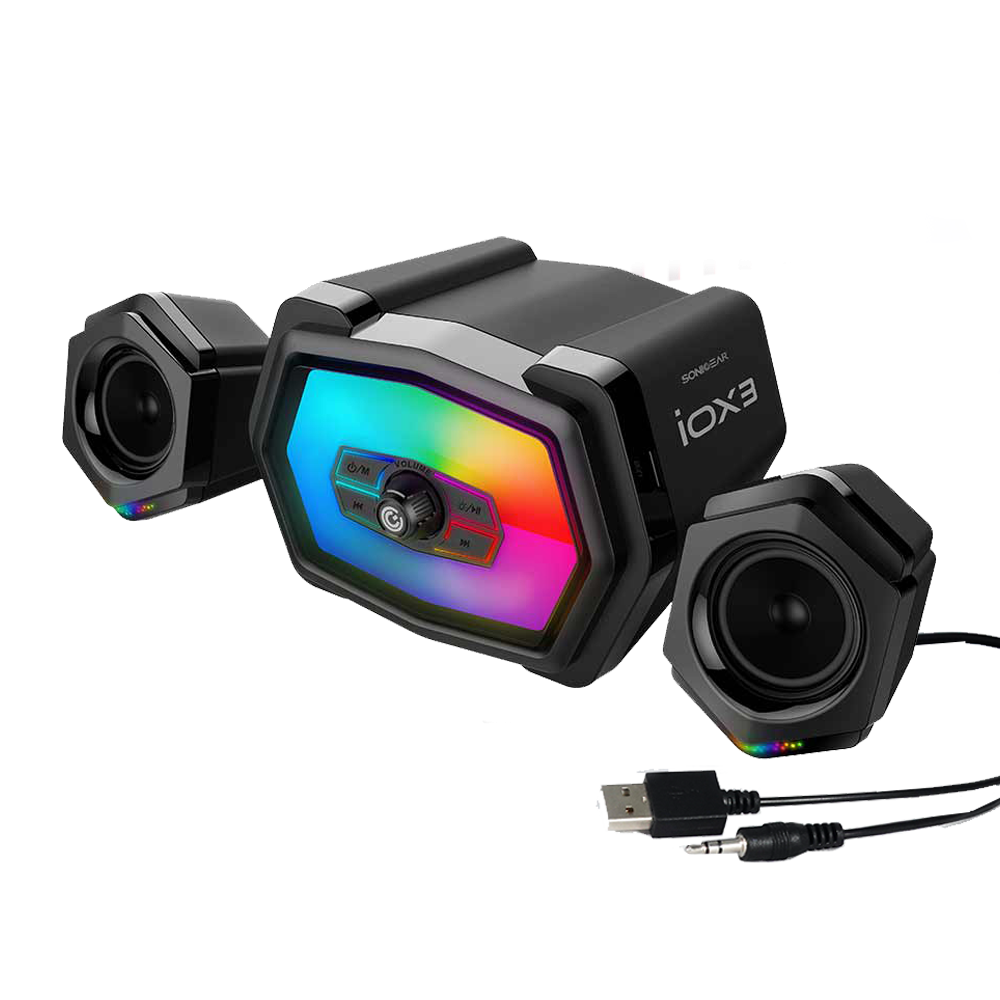 SonicGear IOX 3 Stereo Bluetooth Speaker - 2.1 Channel - 12W RMS Power - RGB Lighting System