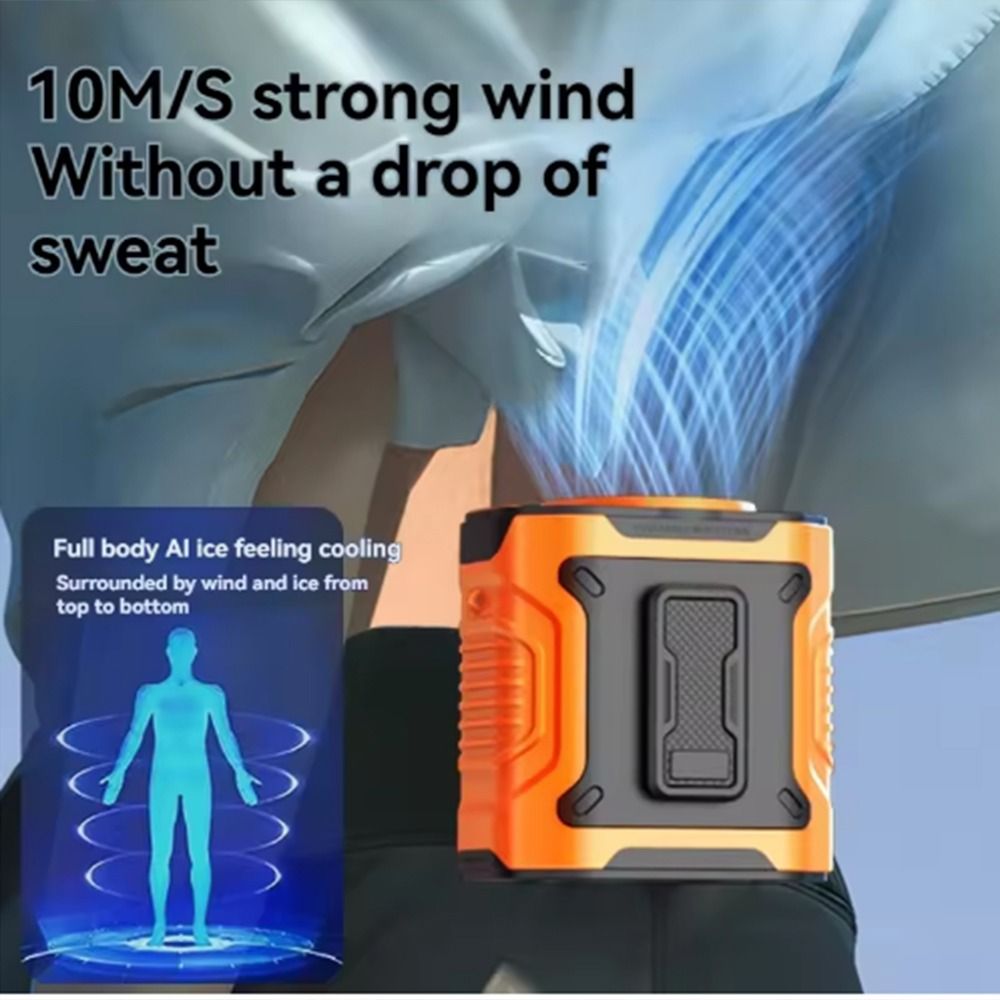 Mini Electric Fan With 100 Speeds Waist Mounted Fan Digital Display Rechargeable Hanging Neck Fan Multifunctional Powerful Airflows Personal Cooling Fan Sports