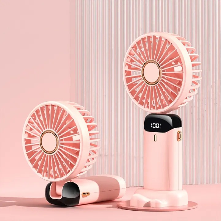 Handheld Portable Fan Aromatherapy 2600mAh Mini Hand Fan USB Rechargeable Personal Fan Digital Display Folding 5V Small Fan