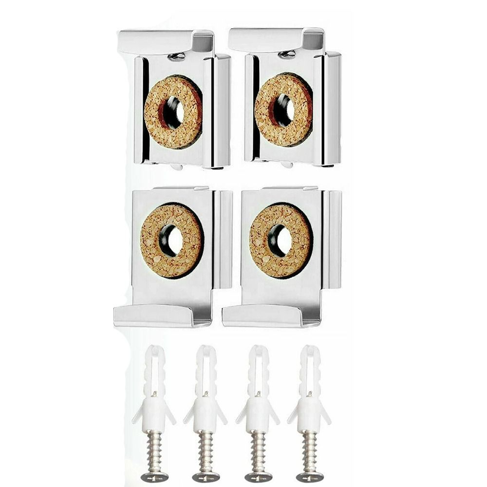Mirror Clip Hardware Furniture Accessories Wall Brackets Clamps Stainless Steel Kitchen Bathroom Toilet Accessories Frameless Clips Adjustable Fixing Mounting Hanger Clamp