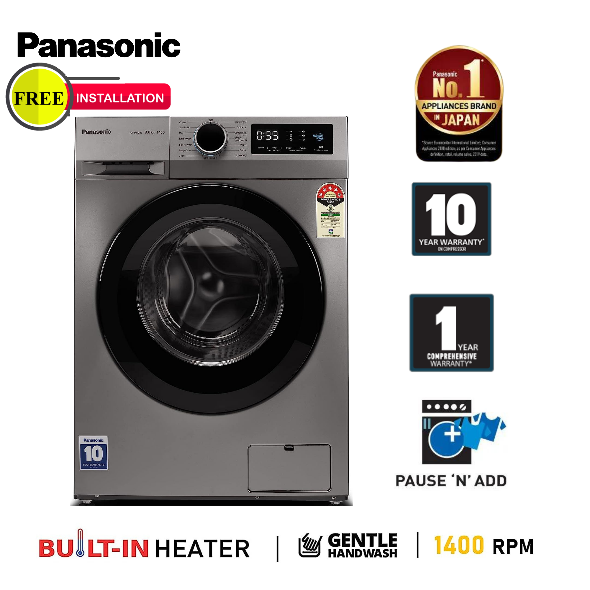 Panasonic NA-18MG1LN1 9 Kg Inverter Series Front Load