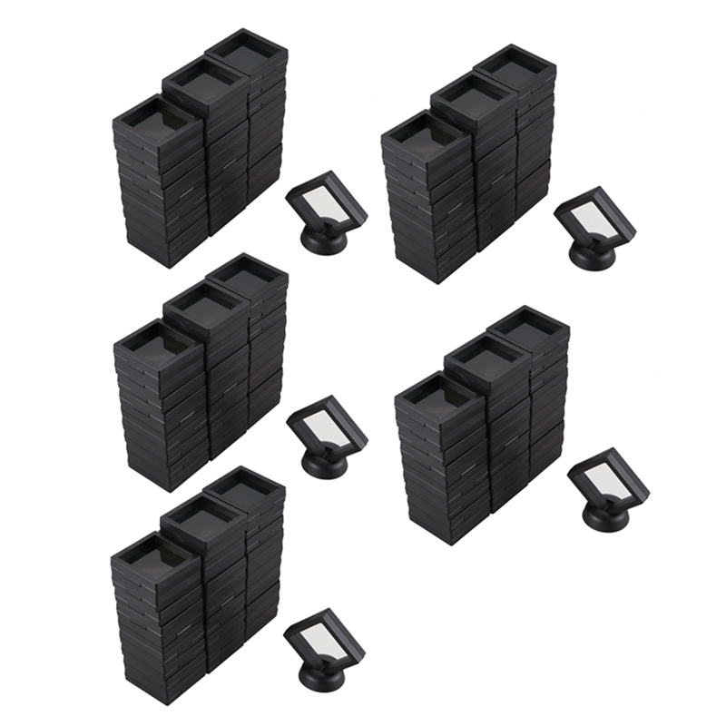 Cluellp-Coin Display Box - Set of 150 3D Floating Frame Display Holder with Stands for , AA Medallions,Black