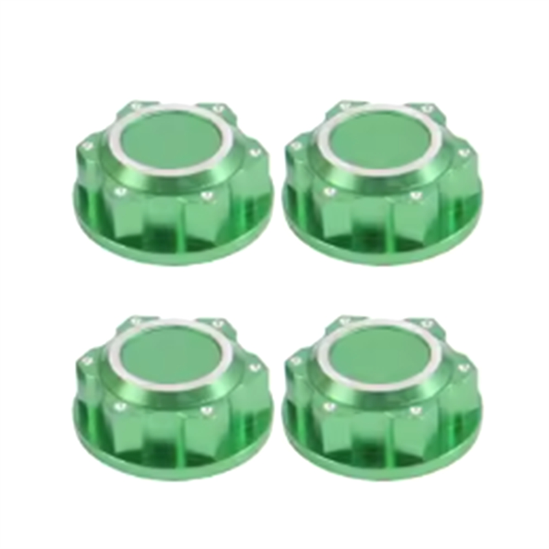 ARELENE 4Pcs Aluminum for Arrma 1/5 Kraton 8S Outcast 8S RC Car 24mm Hex Wheel Nuts Wheel Hub Cover Dustproof Anti-Skid Green
