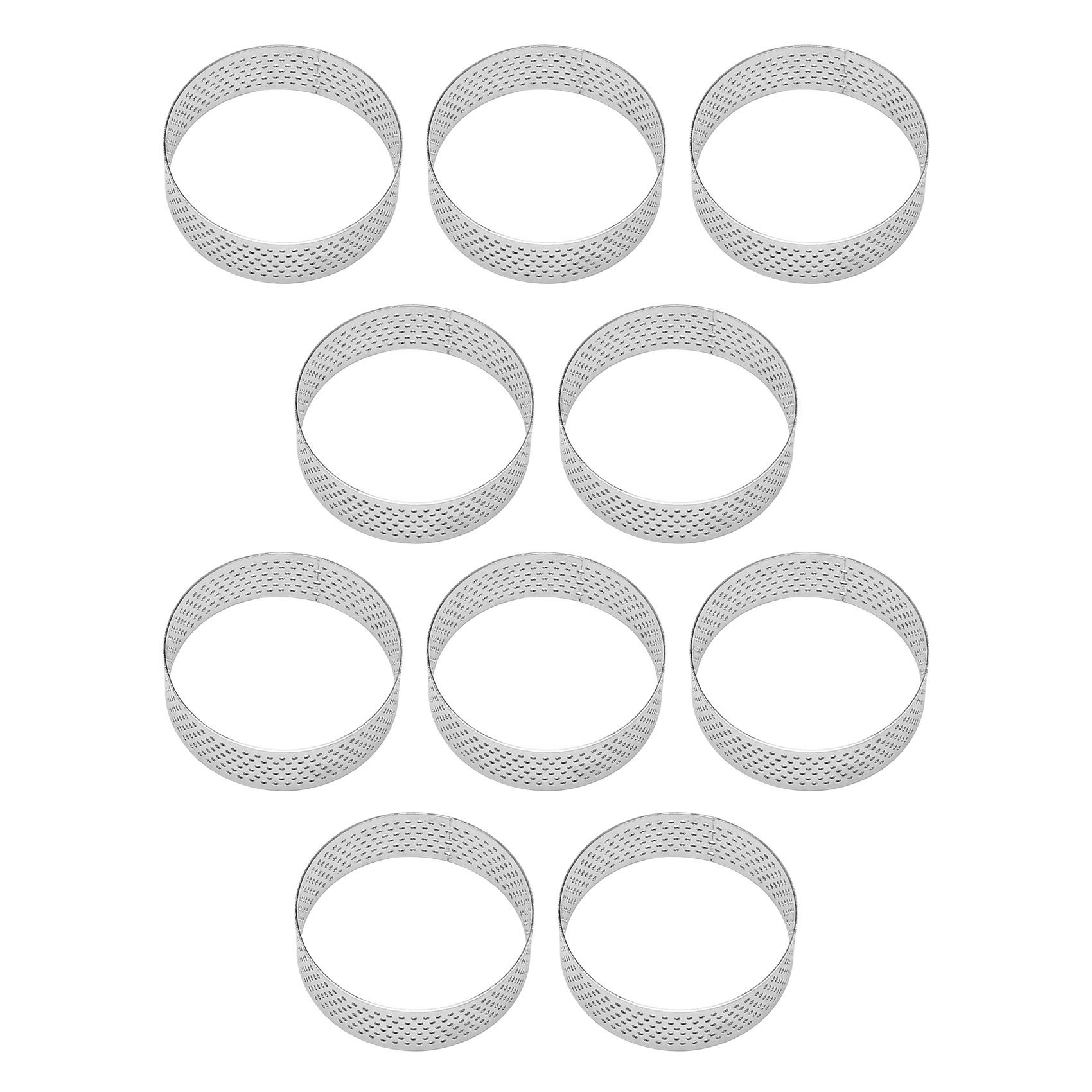 NAMUNY 10Pcs 6cm Circular Tart Ring Dessert Stainless Steel Perforation Fruit Pie Quiche Cake Mousse Mold Kitchen Baking Mould