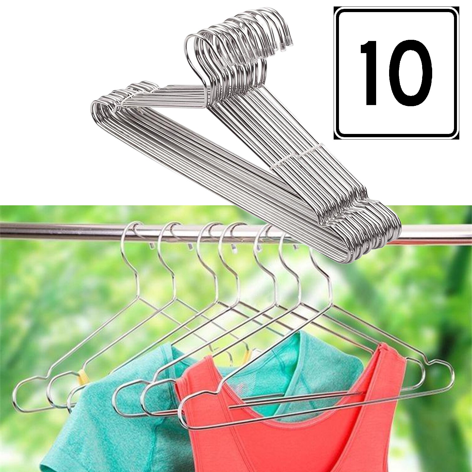 10 Pcs 4mm Thick Stainless Steel Clothes Hangers Pants Hanger Socks Panties Hanger Balcony Drying Rack Art Of Life / Stainless Steel Clothes Hanger