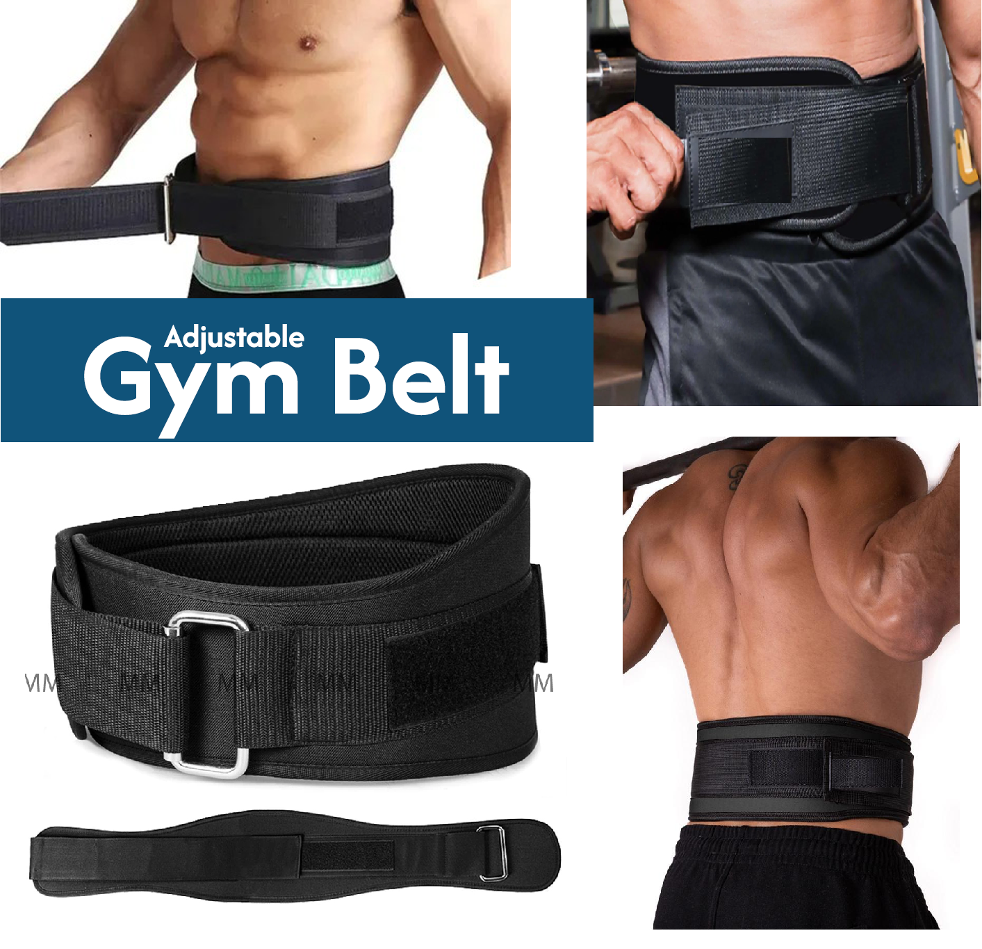 Gym Belt | Mcule Nylon Weight Lifting Belt | Back Support Belt for Men & Women | Gym Belt for Heavy Lifting, Back & Core Stabilization