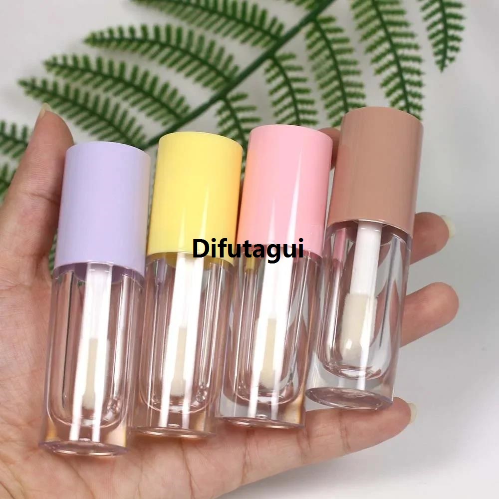 Difutagui Lipgloss Tube 6/10ml Empty Portable Mini Lip Gloss Bottle Clear New Lip Glaze Tubes Round Small Sample Cosmetic Packing Container