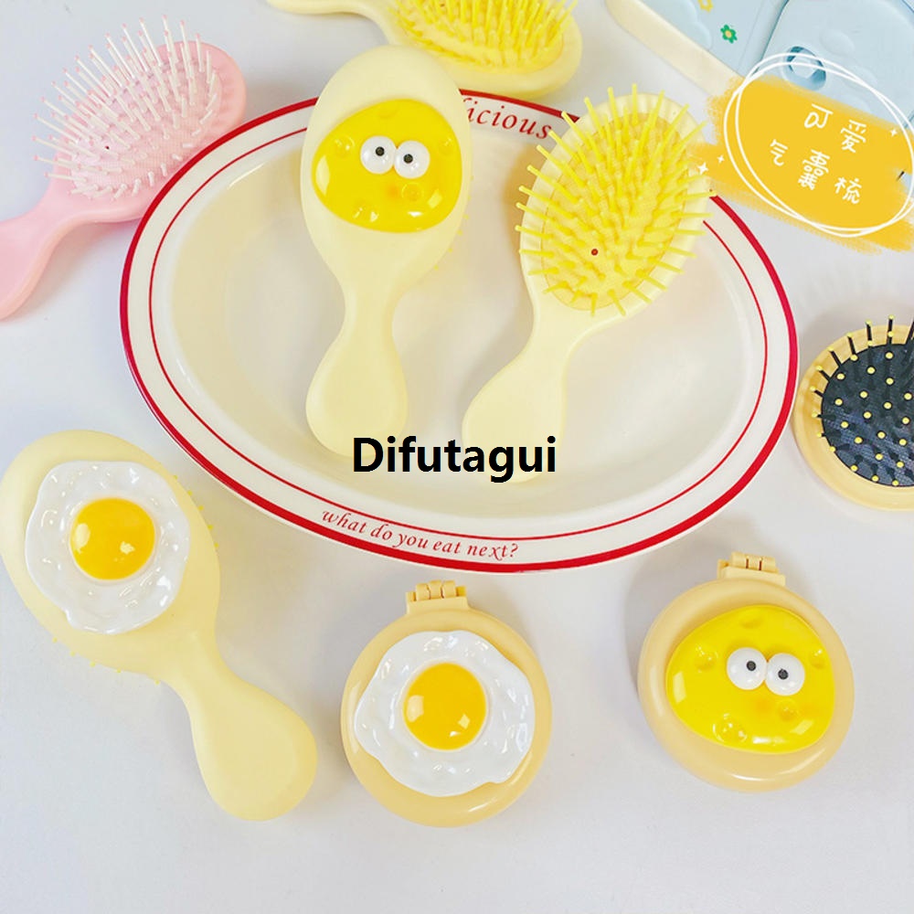 Difutagui Nursing student, cheese shape airbag comb travel mini air cushion Affordable comb friendly cute massage cartoon small comb for personal hair
