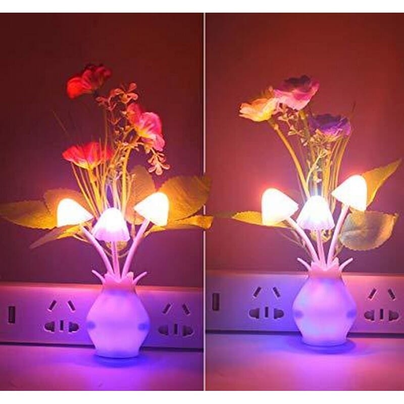 Mushroom Night Light, Jasmine Flowers Plug-In Mushrooms Colors Changing Nightlight Nursery Bed Lamps Colorful Wall Lamp Led Little Night Lights For Baby Kids Children Adults