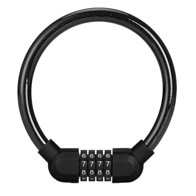 Spreeshop Portable Bike Lock Non-Theft Password Ring Lock Fixed 4 Digit Code Combination Lock Mountain Bicycle Lock Bike Equipment