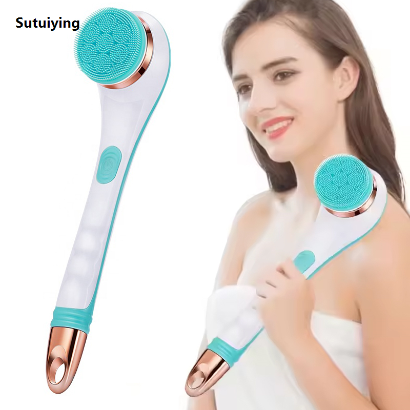 Sutuiying Multi-Function Long Handle Electric Silicone Soft 2025 Cleaning Home Use Massage Body Bath Brush