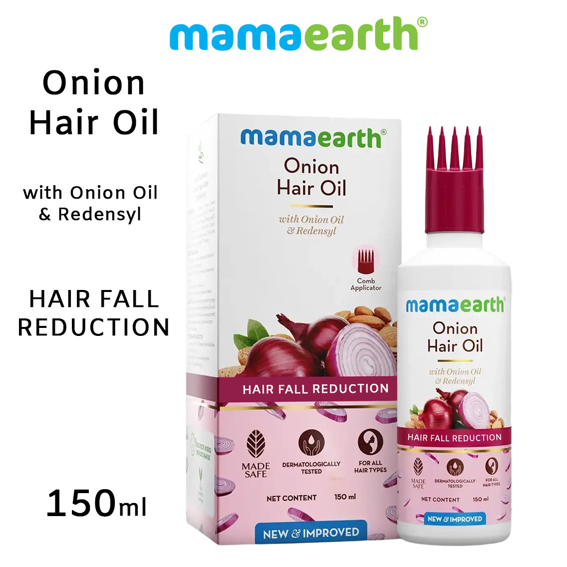 Onion Hair Oil with Onion Oil & Redensyl For Hair Fall Reduction | FREE Comb Applicator - 150ml