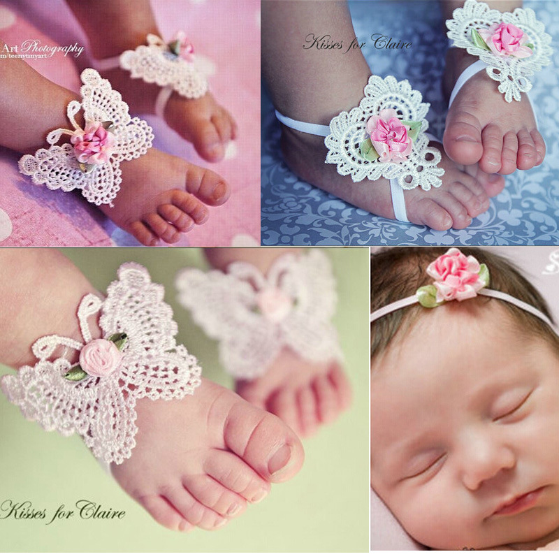 【New Arrivals】European and American baby flower anklet explosion butterfly baby shoes children's footwear headband wholesale hot diy anklet