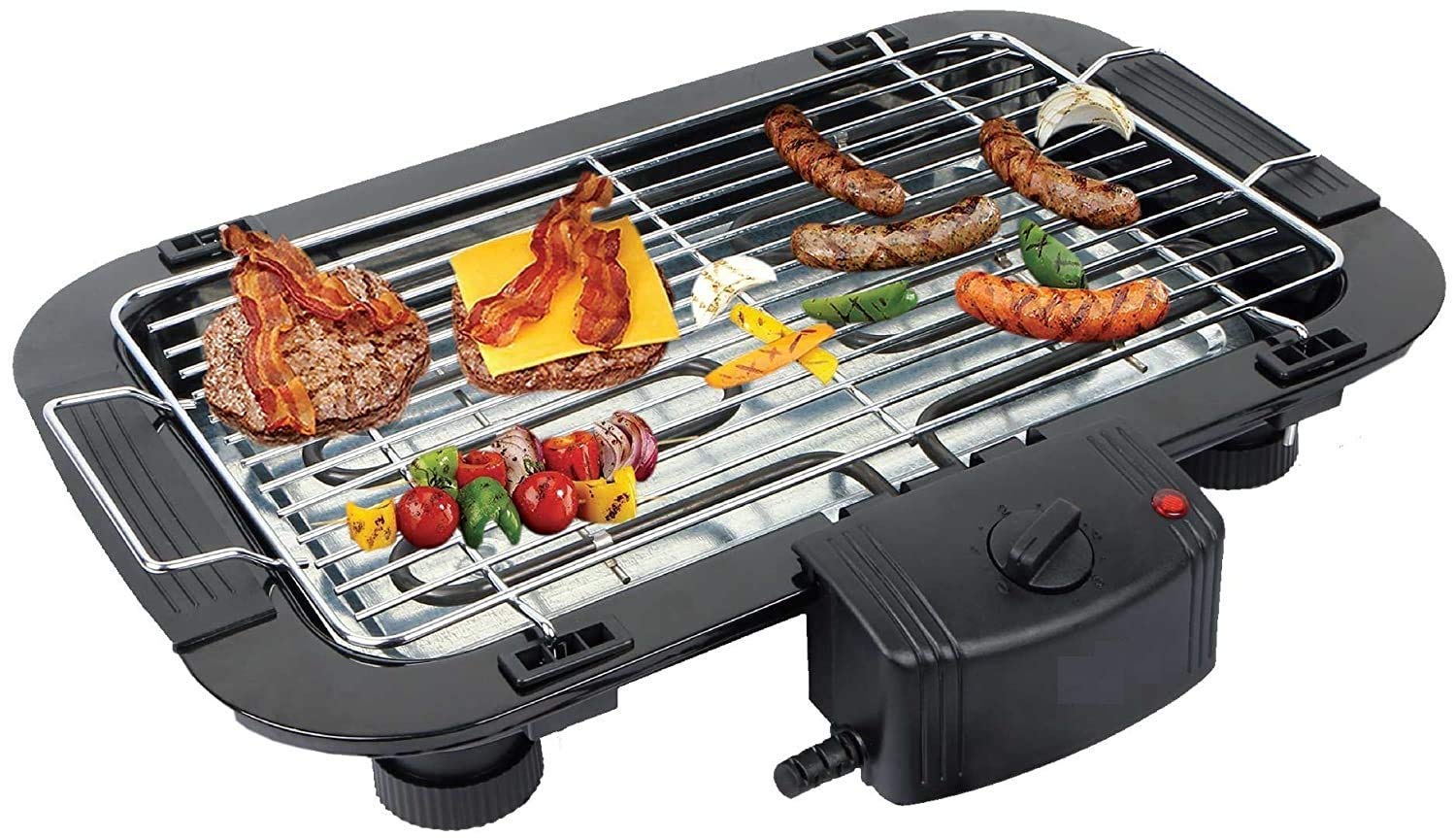 Electric Smokeless Barbecue Grill - Indoor and Outdoor, Non-Stick, with Temperature Adjustments