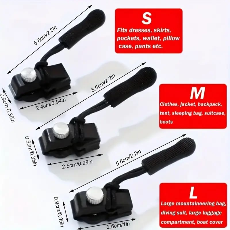 Zipper Slider Replacement | Fix Zip Puller,Zipper Fix Replacement, Zipper Replacement Slider Kit for Jacket Backpack Luggage Sleeping Bag(3pcs)