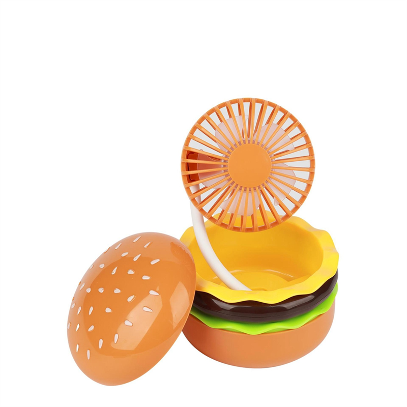Mini Rechargeable Fan 500mAh Burger Shape Multifunction Desk Fan,A