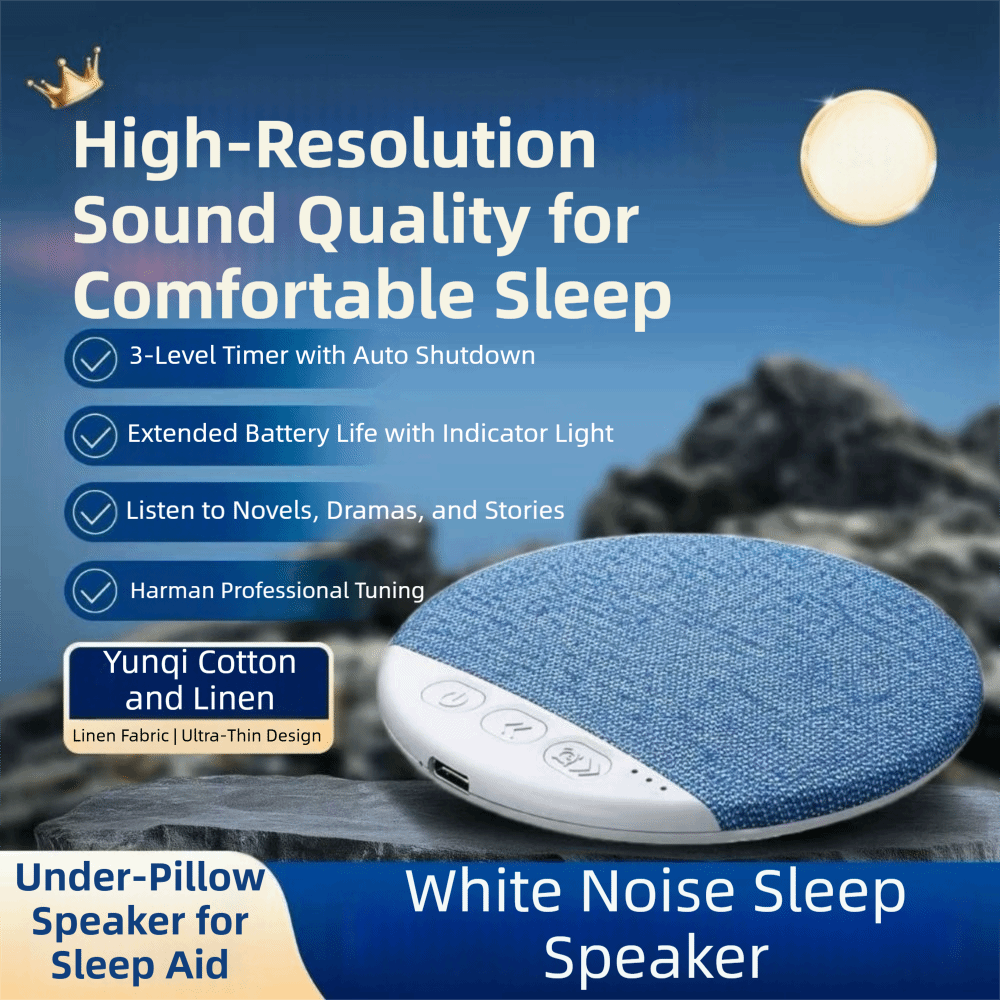 Gift Bluetooth 5.3 Under Pillow Bluetooth Speaker Mini Sleep Aid White Noise Machine Ultra-Thin 3-Level Timer Portable Music Player Home Use
