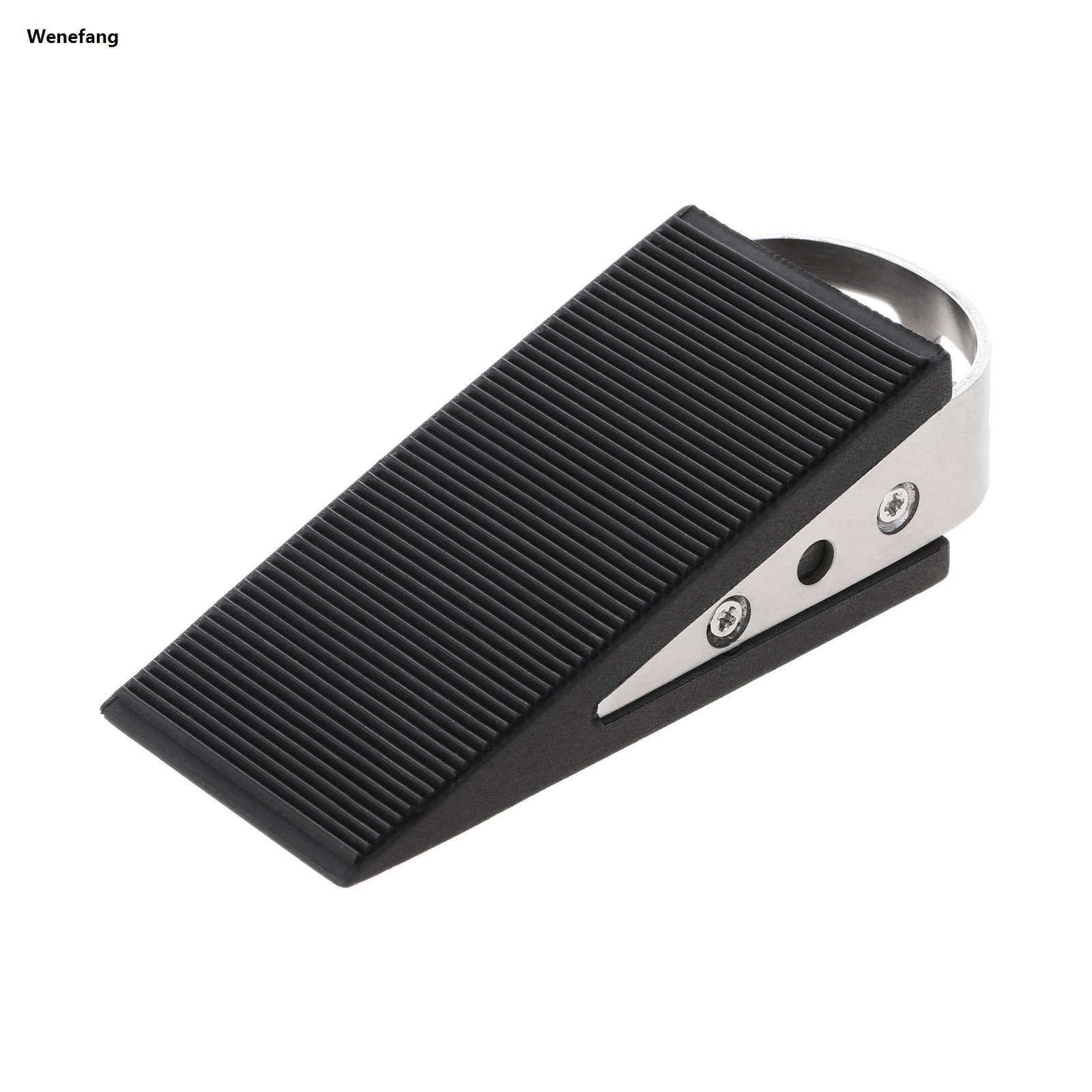 Wenefang Punch-free Door Buffers Alarm Baby Safe Floor Gate Door Stoppers Home Door Wedge Shaped Stainless Steel Rubber Black Door Stops