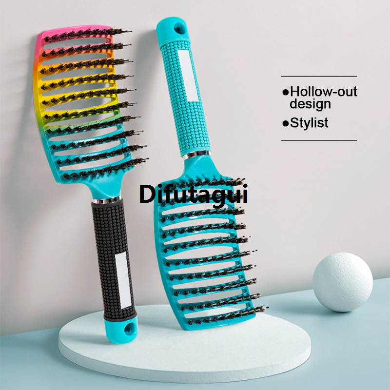 Difutagui Tools Hair Salon Comb Curly Hair Wet Ladies Massage Bristles 2025 Nylon Hair Brush Girl Hair Scalp Combing Brush for styling