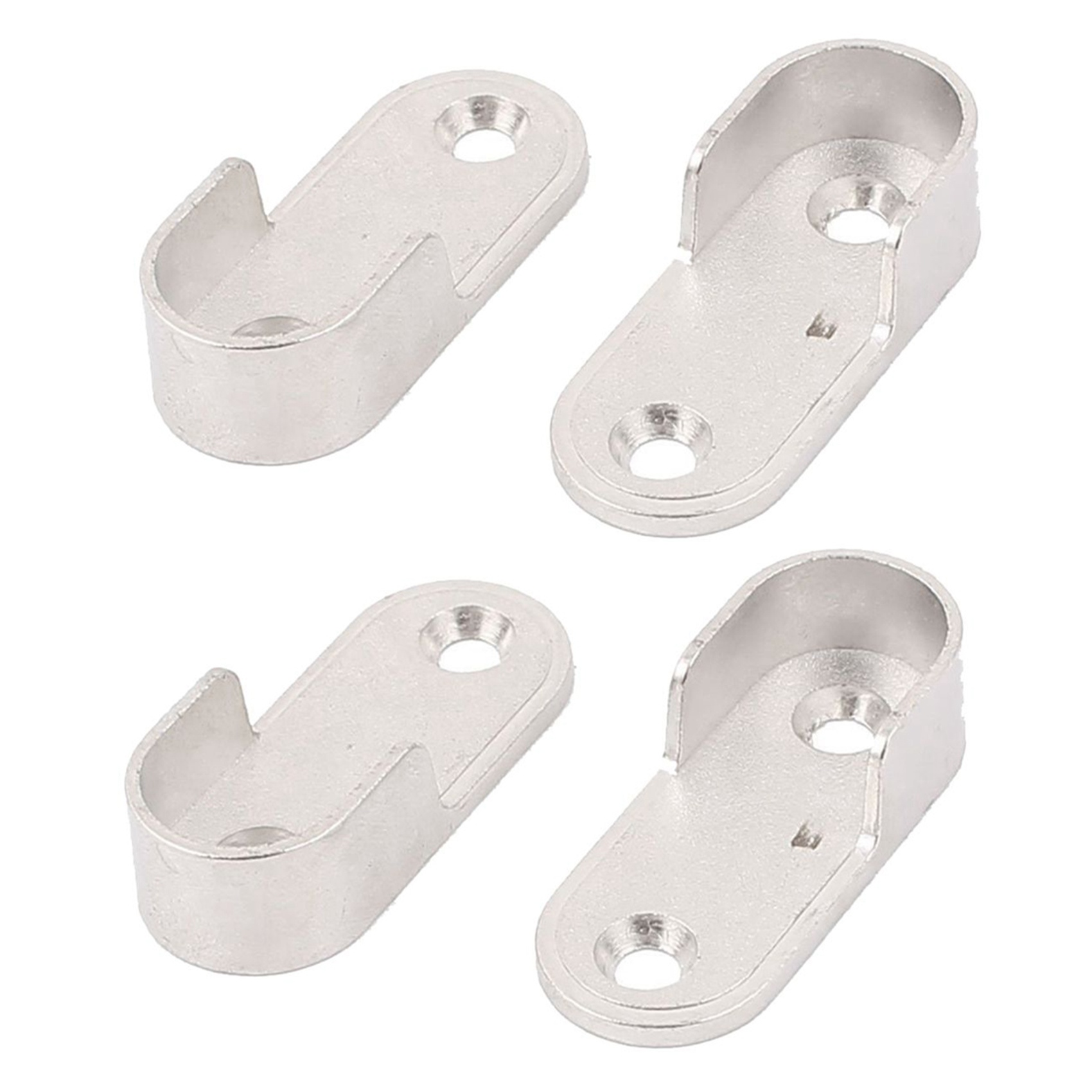 fasdaga Oval Wardrobe Hanging Rail Rod End Bracket Support Silver Tone 2 Pair