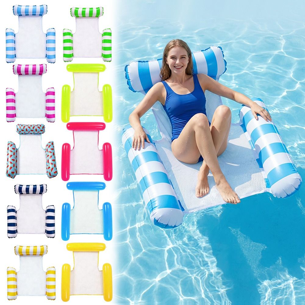 New Mesh Seat Inflatable Water Hammock Portable with Backrest Floating Bed Quick Inflation Floating Lounger Summer Use