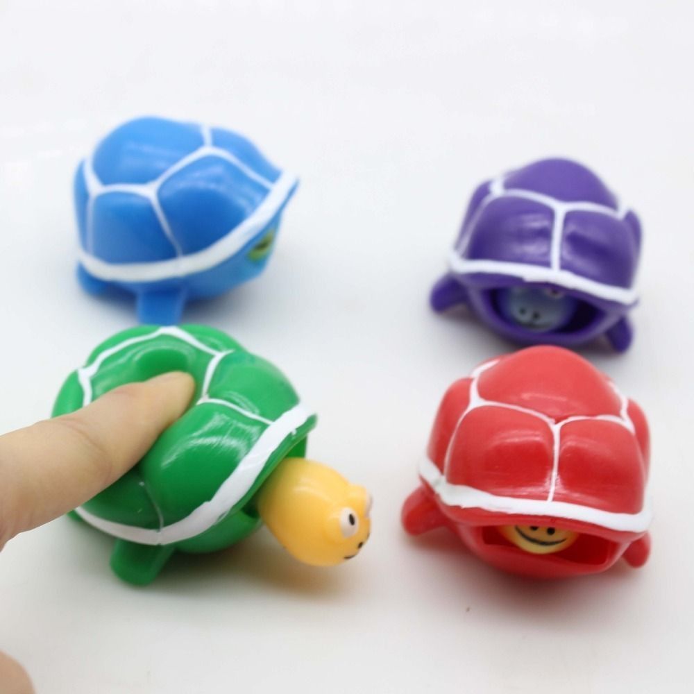 Vent Toys TPR Squeeze Tortoise Toy Mini Colorful Cartoon Turtle Telescopic Toy Funny Turtle Squeeze Telescopic Head Adults
