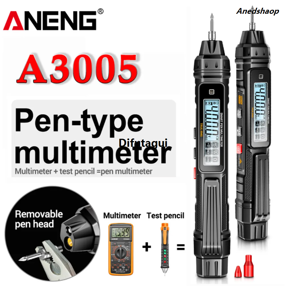Difutagui ANENG A3005 Digital Multimeter Pen Type 4000 Counts Professional Fashion Special Meter Non-Contact Auto AC/DC Voltage Ohm Diode Tester For Tool