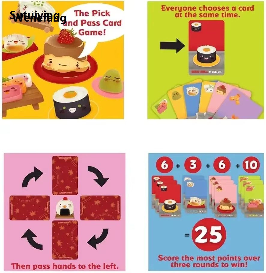 Wenefang Sutuiying Sushi Go Party! The Deluxe Pick Pass Card Game Family Gathering 2025 New New style Game, Board Game, Card, birthday, Christmas Gift