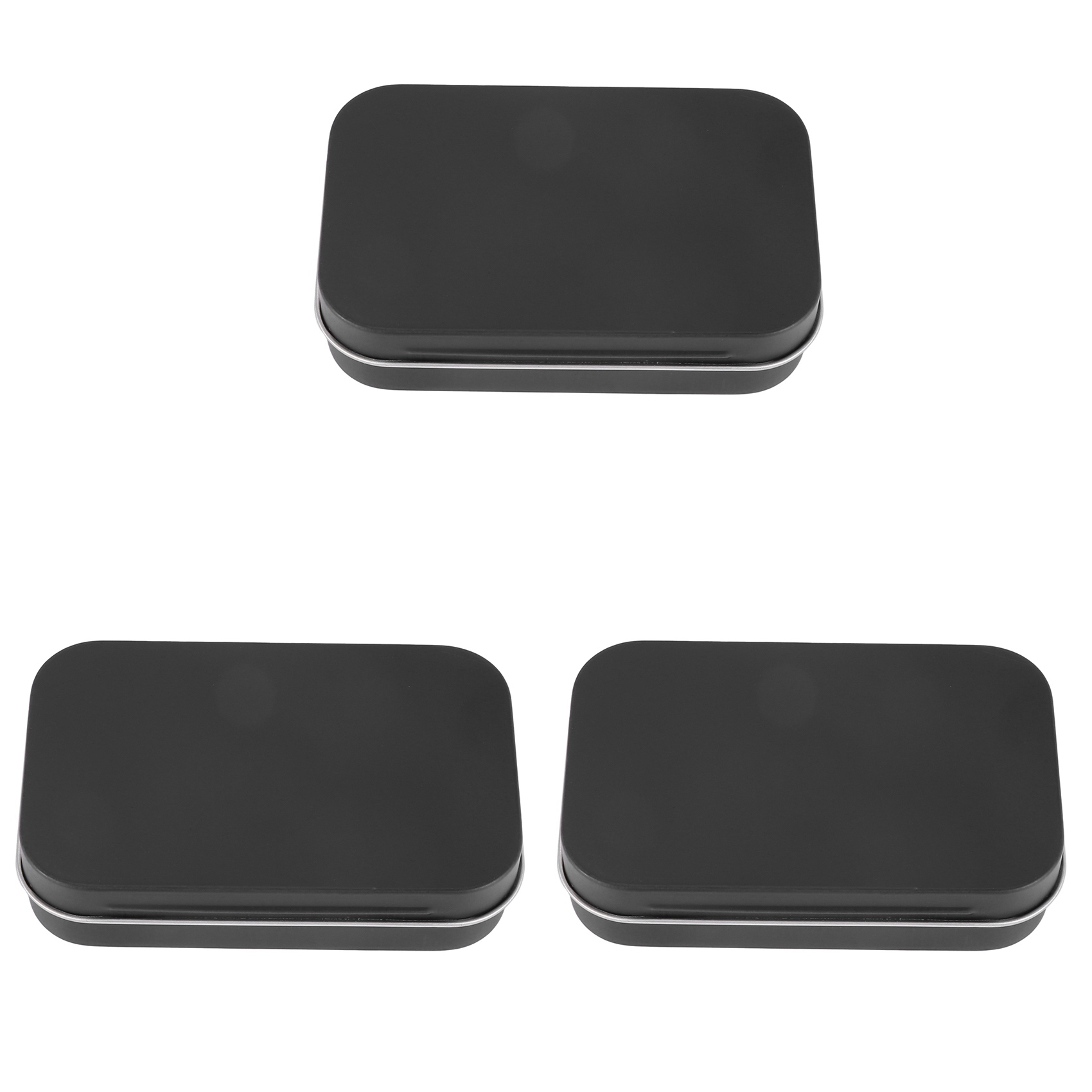 Nullmul 3Pcs 95X60X21mm Black Tin Box Black Metal Box with Matte Candy Box Small Box