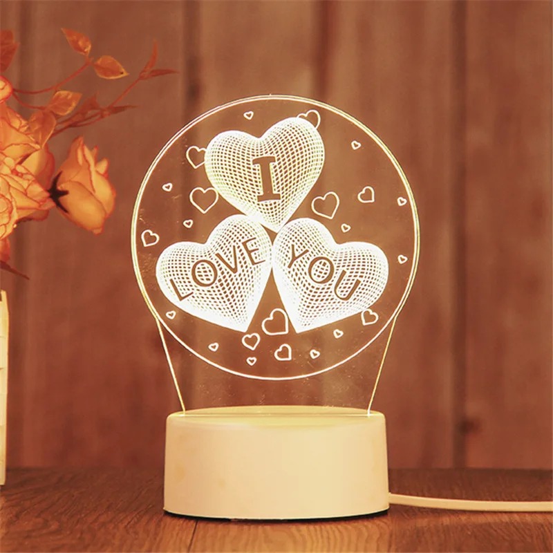 3D USB Acrylic Night Light LED Table Desk Bedroom Decor Gift Warm Table Lamp for Bedroom Living Room