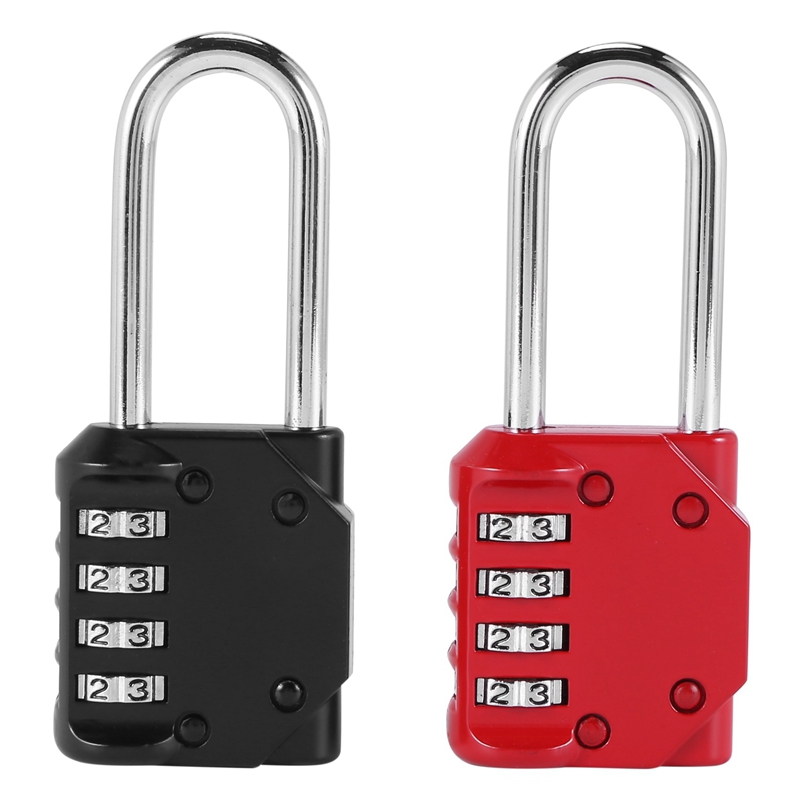 NAMUNY 2 Pack Code Padlocks, 4 Digit Long Shackle Resettable Pad Lock for Outdoor Gate, Shed, Fence, Hasp Storage, Gym Locker