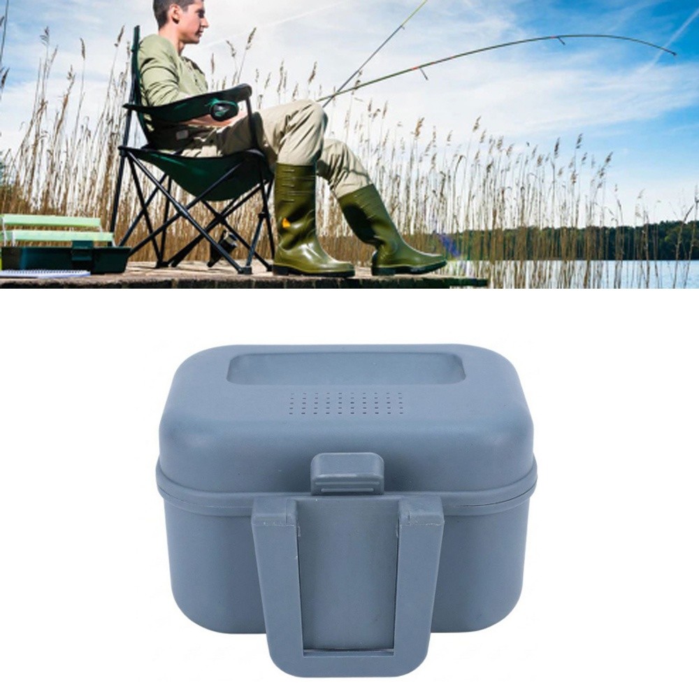 2PCS Durable Plastic Fishing Live Bait Box 9*8*5.7cm Lightweight Bait Cooler Box Waterproof Fishing Bait Box River Fishing