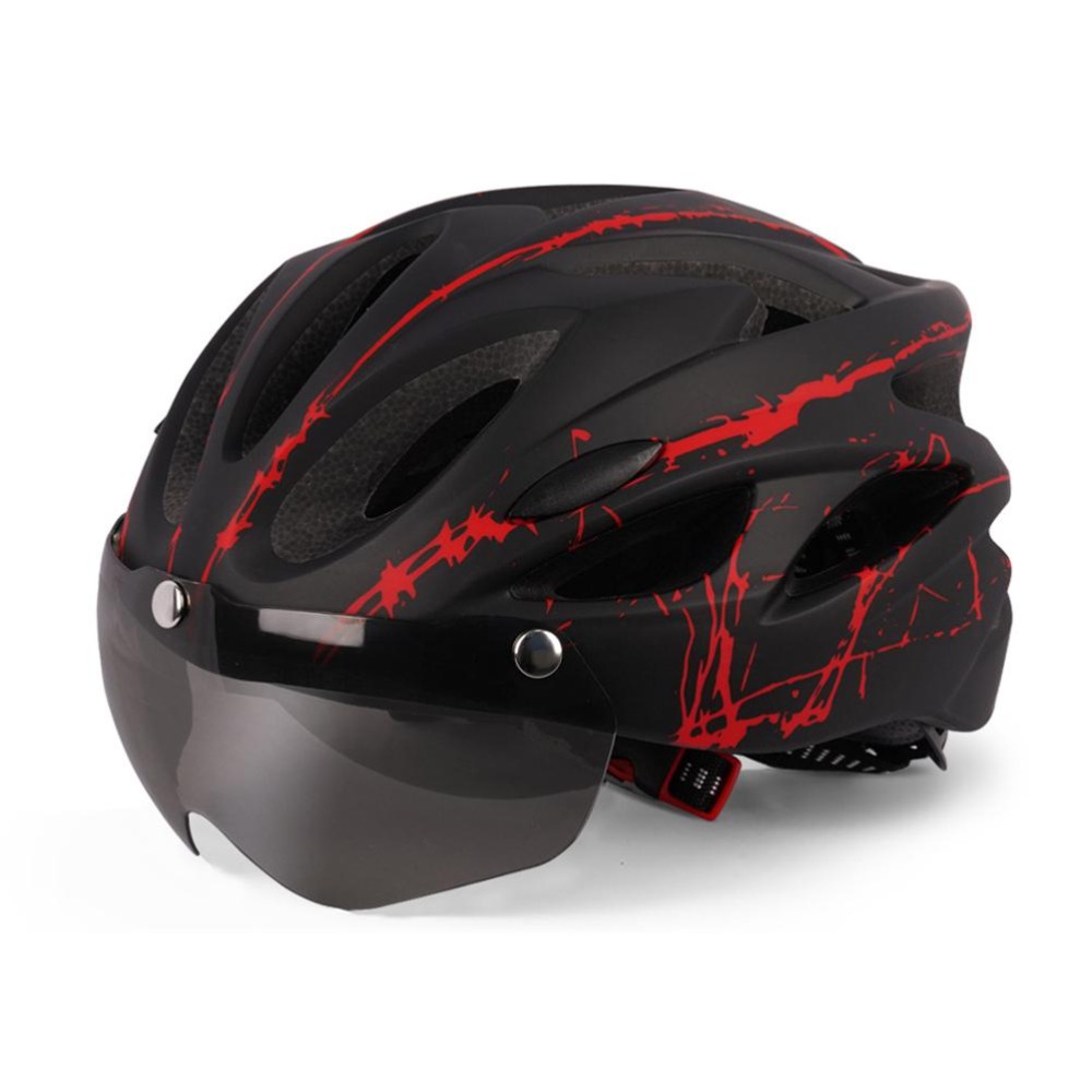 Durable EPS + PC Cycling Helmet Breathable Lightweight Bike Helmet with Detachable Magnetic Goggles Adjustable Mountain Bike Helmet Sport Cycling