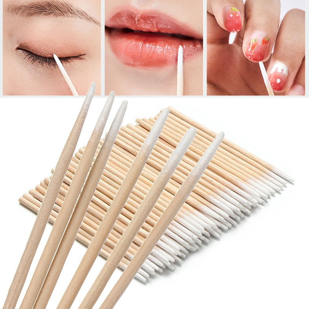 100pcs/bag Convenient Cosmetic Tattoo Tools Disposable Cotton Swab Makeup Accessories Ultra-small Tip Eyelash Removing Lint Free Manicure Detail Brush for Home Beauty Salon
