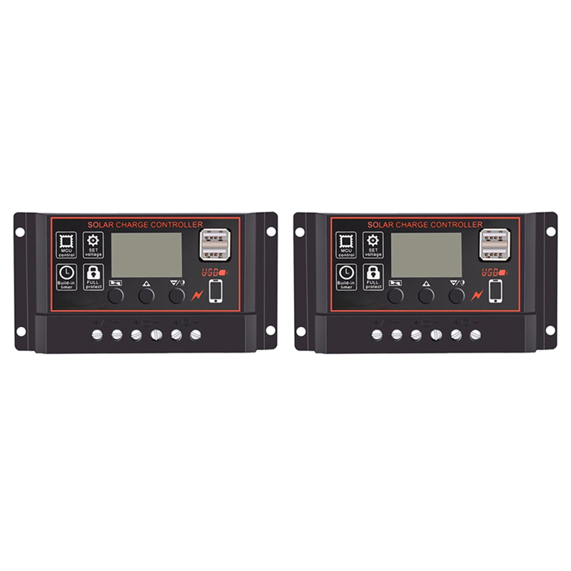 JINMY 2X 100A Solar Charge Controller Solar Panel Controller 12V 24V LCD Display Solar Panel Battery Regulator with USB Port