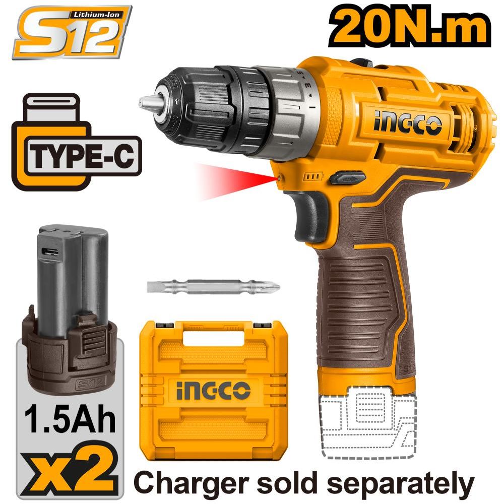 INGCO 12V Lithium Cordless Drill Machine CDLI12202 By Perfect Point
