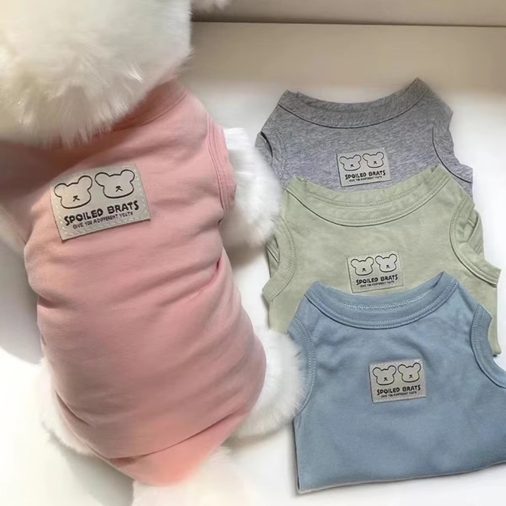 New Simple Style Dog Undershirt Polyester Breathable Pet Clothing Soft Solid Color Puppy Vest for Small Medium Dogs