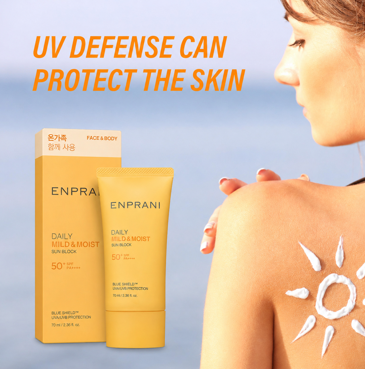 Original Korean ENPRANI Daily Mild & Moist Sun Block SPF 50+ PA++++ - Face & Body UV Protection Sunscreen 70ml | By Choice Store