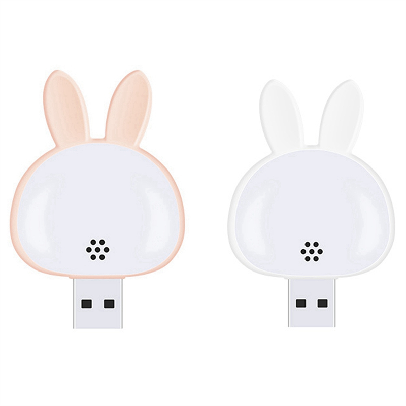 2Pcs USB Reading Lamp,Mini Bunny Night Light, Smart Voice 3 Color Desk Lamp for Bedroom Kids Room Pink + White Easy Install
