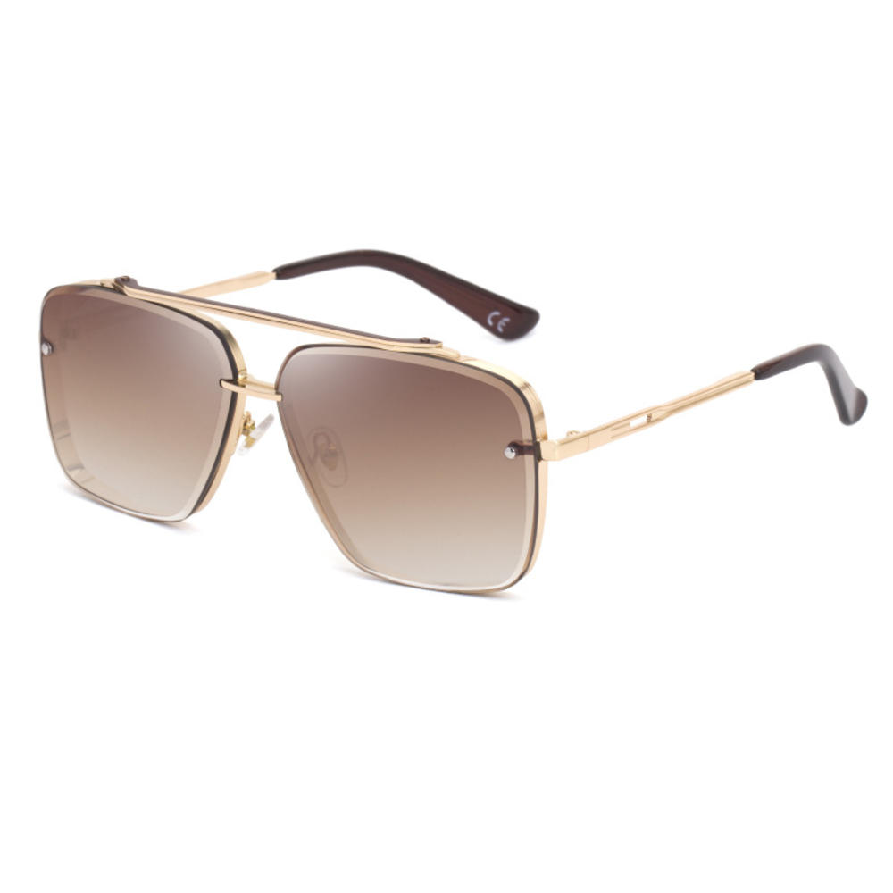Metal Frame Sunglasses Stylish Gradient Color Large Frame Eyewears UV400 Protection Resin Lens Sun Glasses for Driving Travel