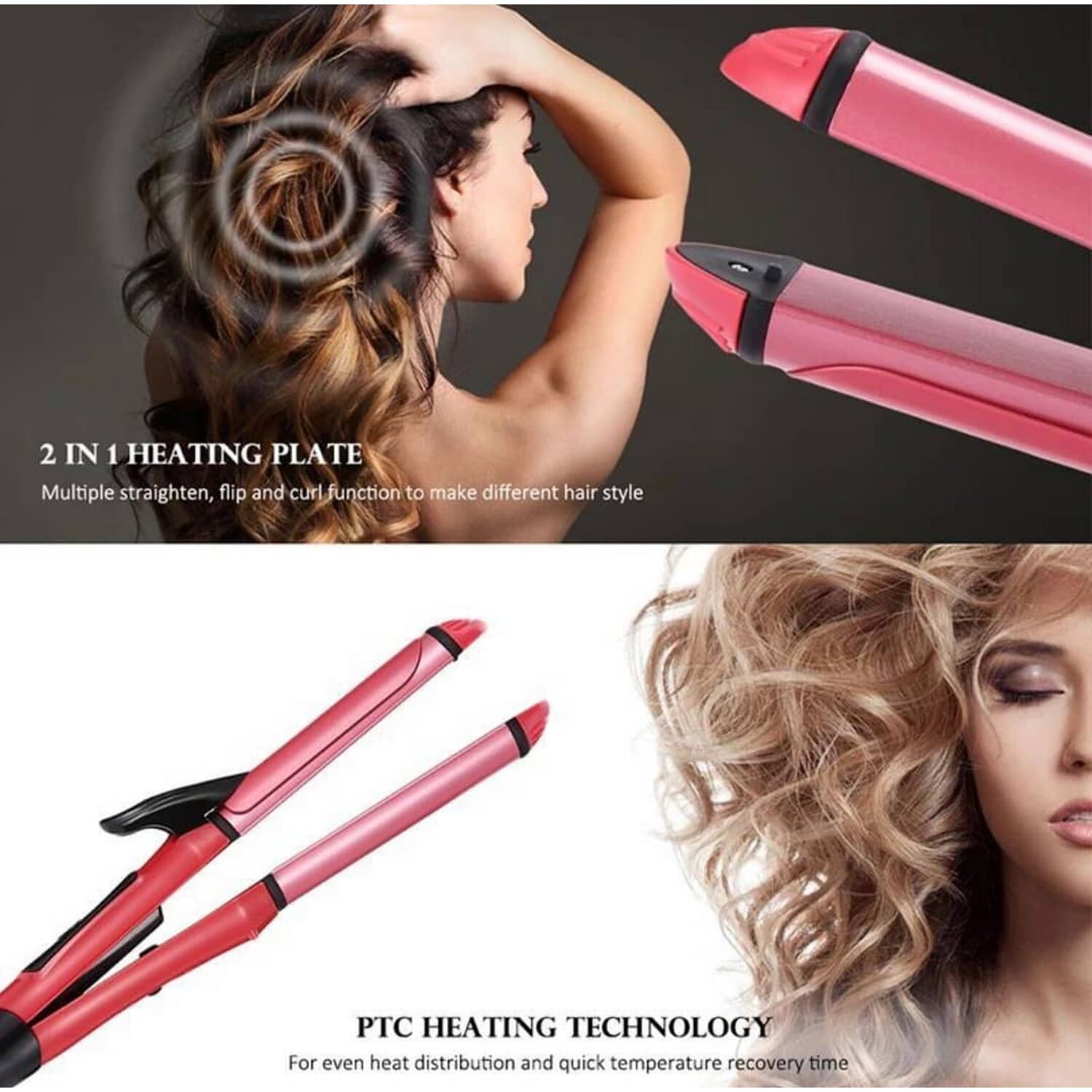 NOVA 2 in 1 Hair Straightener and Curler Professional Iron