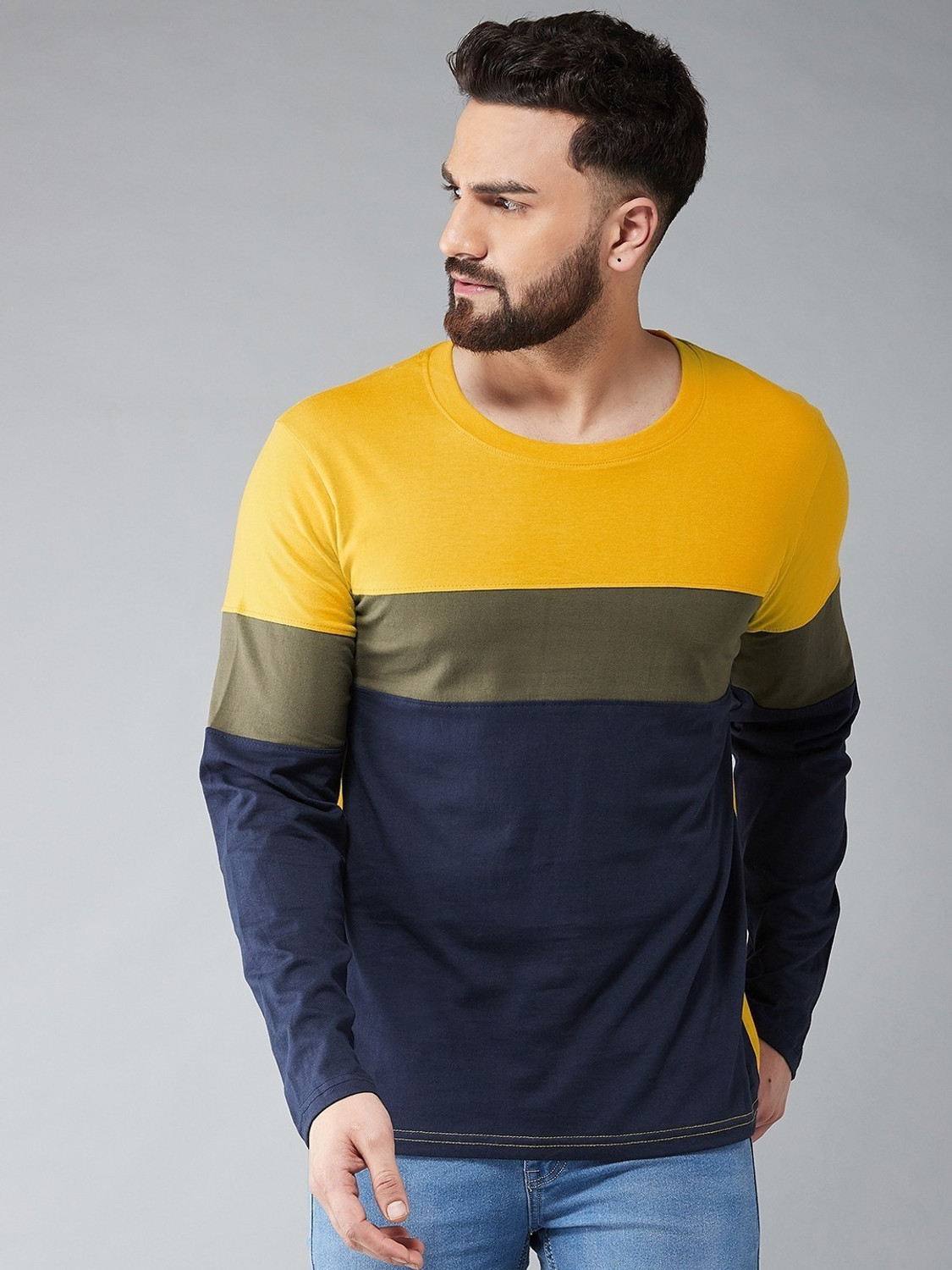 Fabdale Striped Pure Cotton Polo Neck T-Shirt | Casual Western Wear (DRST-008)