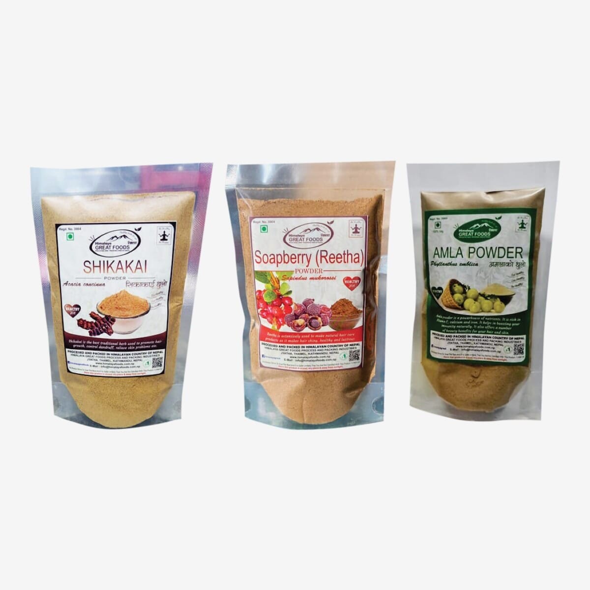 Himalaya Great Foods Hair Skin Care Combo Pack of Amla powder 100g / Soapberry (Reetha) powder 100g / Shikakai 100g