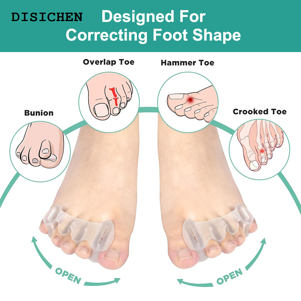 DISICHEN Affordable 1Pair Gel Hard Silicone Toe Finger Separator 3 Hole Hallux Valgus Orthopedic Spacers Bunion Overlapping Hammer Foot Corrector