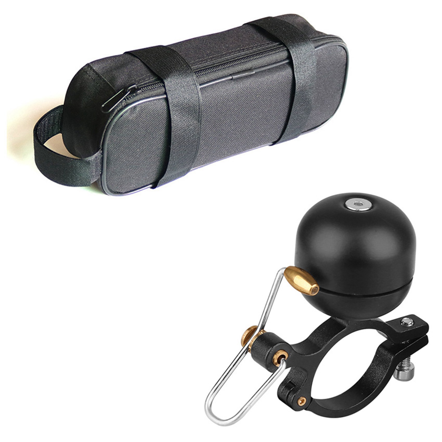 NAMUNY Electric Bicycle Triple-Cornered Battery Bag with Bike Bell, Classic Copper Bicycle Bell, Retro Bike Bell