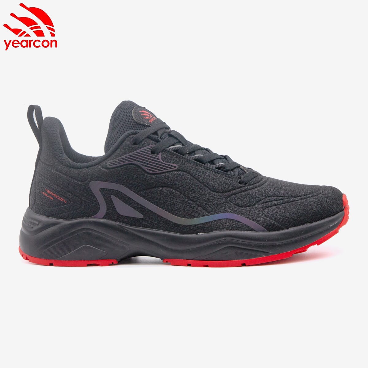 Yearcon Black Red Mix Solid Design Pu Leather Laceup Shoes For Men